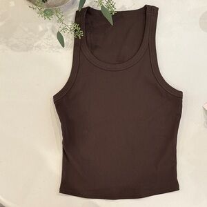 ALO Goddess Ribbed Tank Brown Sz L